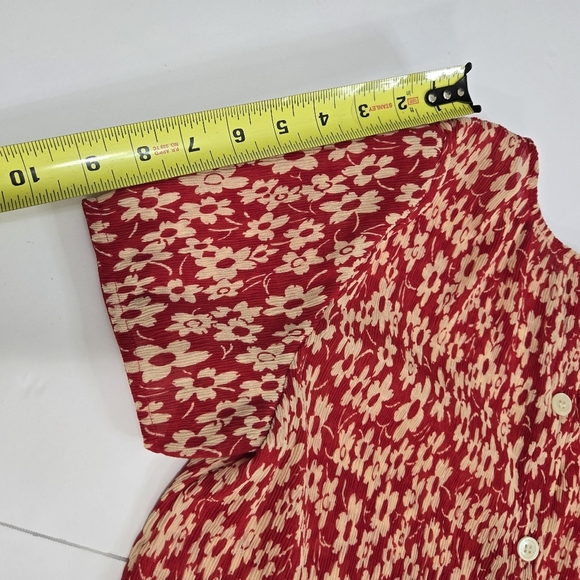 Madewell Red and White Relaxed Tie Front Blouse -Size S - 100% Polyester - Picture 7 of 9